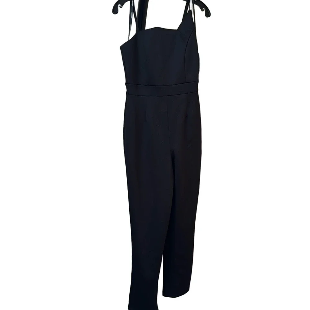 Alexa B Nites Black Jumpsuit One Sleeve Diamond Straps